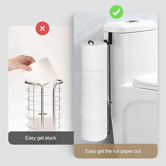 Black Over The Tank Toilet Paper Holder for 4 Roll Tissue | Bathroom Toilet Paper Roll Storage Holder Wall Mount Brushed Nickel,Metal Hanging Toilet Paper Holder Dispenser,Organizer