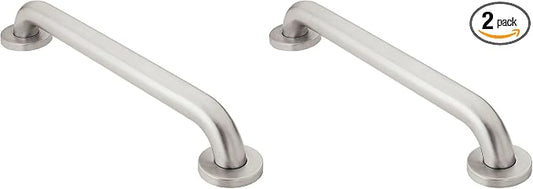 Moen R8916 Bathroom Safety 16-Inch Stainless Steel Bathroom Grab Bar, Peened (Pack of 2)