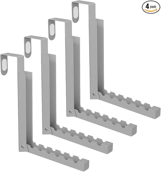 BAKON Over The Door Hanger Folding Clothes Drying Rack, Folding Hanging Coat Rack for Indoor Laundry Room Compact Small Space Foldable Portable Clothing Hanger Hook Collapsible-4 Pack (Gray)