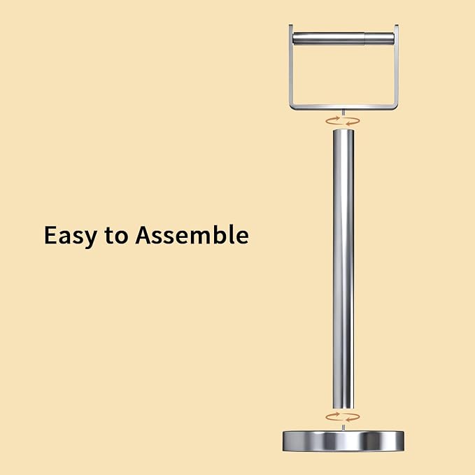 Heavy Duty Toilet Paper Holder Stand, Extra-Weighted Base No Tipping | Stainless Steel Toilet Paper Stand, Free Standing Floor Tissue Roll Holder for Bathroom, Chrome 200UP