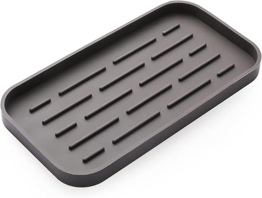 MicoYang Silicone Kitchen Sink Organizer Tray for Multiple Usage,Eco-Friendly Sponges Holder for Kitchen Bathroom Counter or Sink,Dish Soap Dispenser,Scrubber,Bottle,Cup (Coffee, 10"×5.3")