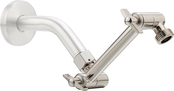5 Inch Adjustable Shower Head Extension Arm With Locking Set Screw, Singing Rain 304 Stainless Steel Nickel Brushed Angle Height Adjustable, G1/2 Universal Connector Compatible (Nickel Brushed)