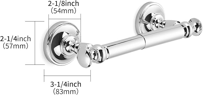 Double Post Toilet Paper Holder Vibrant Polished Chrome Tissue Roll Holder for Bathroom Organization and Storage Single Double Toilet Tissue Holder Wall Bathroom Accessories (1-Pack)