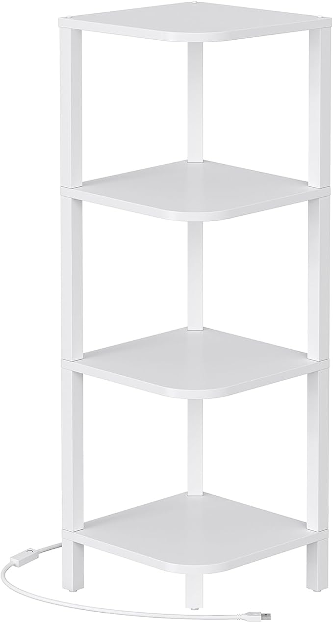 TUTOTAK Corner Shelf, 4-Tier Corner Bookshelf for Small Space | Narrow Display Corner Shelf Stand with Storage Rack, for Living Room, Bedroom, White BS08BW004L