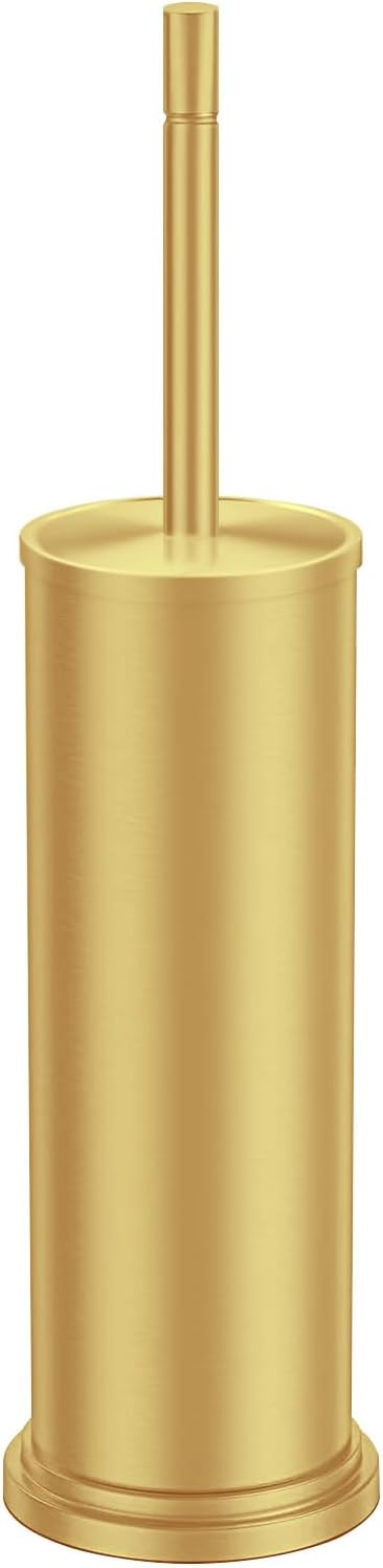 Stainless Steel Toilet Brush and Holder Set,Toilet Bowl Brush and Holder | Gold Heavy Duty Toilet Brush for Bathroom with Long Handle,Removable Inner Bowl and Splash Protection,Deep Cleaning