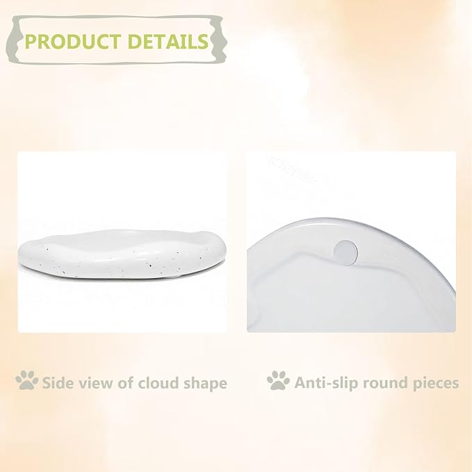 CHENACC Ceramic Jewelry Tray, White Round Cloud-Shaped Vanity Decorative Dish-Stylish Room Aesthetic Accessory, Catchall for Jewelry Watches Keys Round Plate Holder