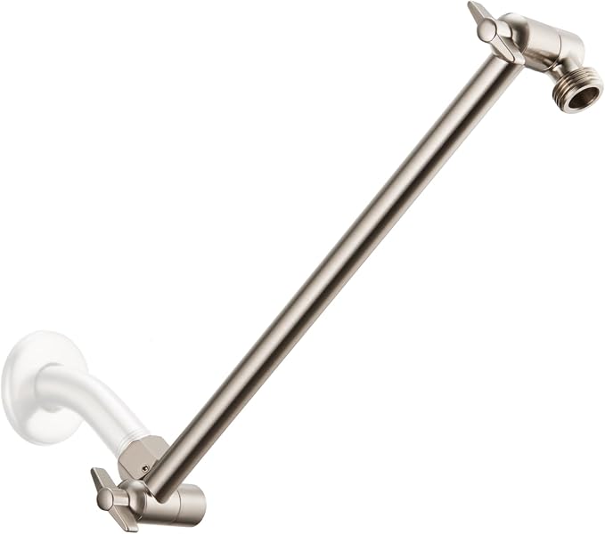 11 Inch Adjustable Shower Head Extension Arm With Locking Set Screw, Singing Rain 304 Stainless Steel Nickel Brushed Angle Height Adjustable, G1/2 Universal Connector Compatible (Nickel Brushed)