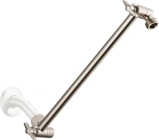 11 Inch Adjustable Shower Head Extension Arm With Locking Set Screw, Singing Rain 304 Stainless Steel Nickel Brushed Angle Height Adjustable, G1/2 Universal Connector Compatible (Nickel Brushed)