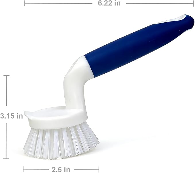 CELOX 2 Pack Dish Brush, Dishwashing Scrubber & Scraper with Handle, Wand, Kitchen Scrub Brush for Sink Grout Cleaning