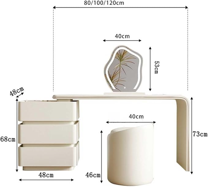 Vanity Desk with 3 Drawers, Modern & Simple Set, Including Led Makeup Mirror and Chair, Perfect for Women, Girls Dressing Table