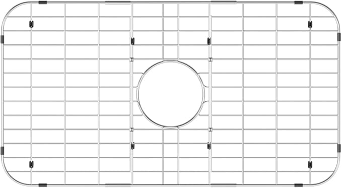Slideep Kitchen Sink Grates Bottom Grid, Stainless Steel Metal Sink Bottom Grid Sink Protector Grid Center Drain Hole, Sink Grate (28"L X 15"W)