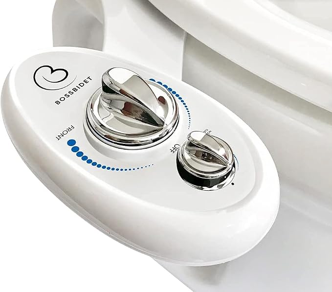 Luxury White Blue - Bidet Attachment for Toilet Seat - Dual Nozzles, Self-Cleaning, Non-Electric Water Sprayer, Save Money On Toilet Paper and Reduce Waste