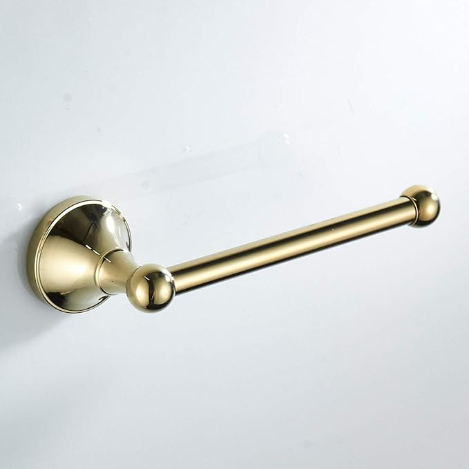 Flybath Toilet Paper Holder Brass Polished Gold Wall Mount for Bathroom | Rust-proof, Heavy Duty, Sturdy, Easy to Fit, Vintage Shiny Gold Loo Roll Holder, Paper Tissue Storage, Bathroom Accessories