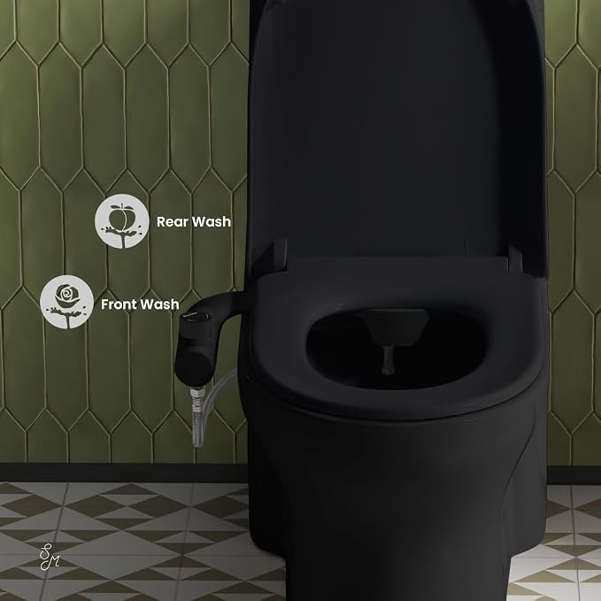 Swiss Madison Aqua Non-Electric Bidet Toilet Attachment in Matte Black with Black Knob