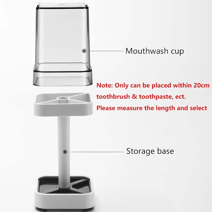 Toothbrush Holder with Cup/Cover Contains 3 Slots, Compatible with Conventional Toothbrushes, Can Store Toothpaste (Rectangle)