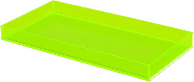ROYALITA Acrylic Tray for Countertop, Guest Towel Holder Tray for Bathroom | Vanity Trays for Napkin Perfume Jewelry Makeup, Bathroom Tray for Soap Dispenser, Aromatherapy, Cup & Candle, Green
