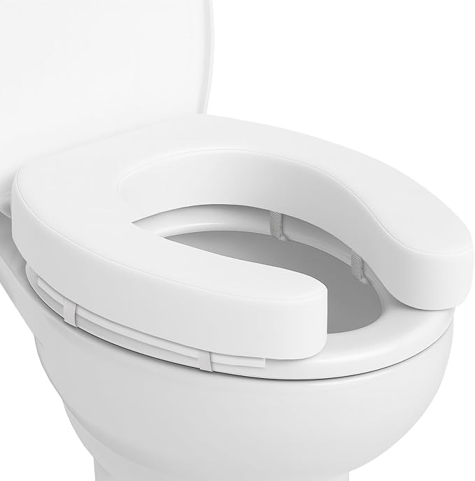 Vive Toilet Seat Cushion (Soft Cushioned Foam) - Easy Clean Soft Padded | Bathroom Attachment - Elongated, Standard Seats - Comfort & Support Donut for Handicap Adults