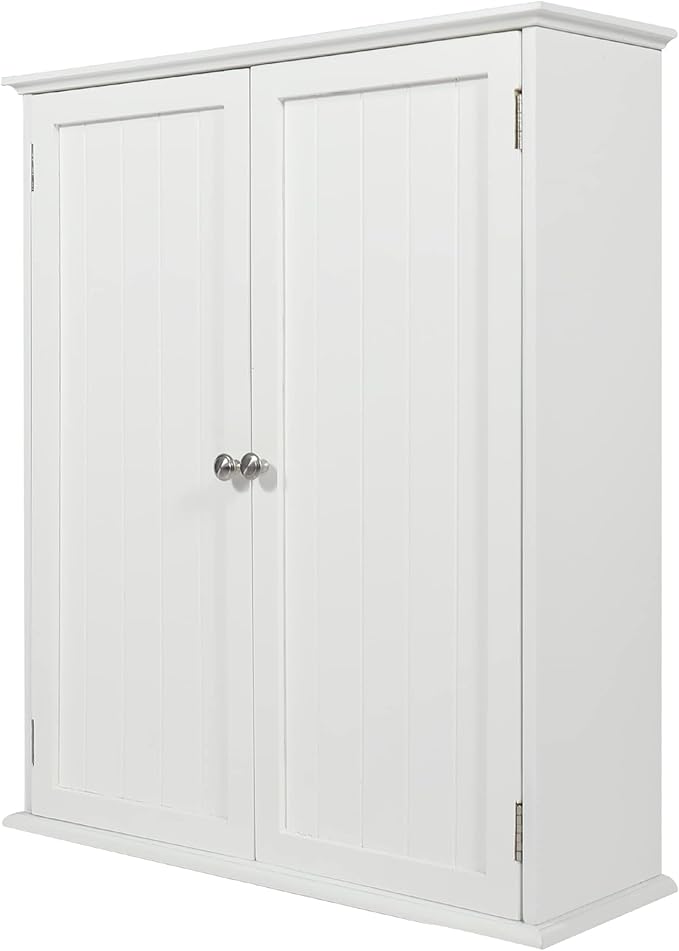 27.6in Length Bathroom Cabinet Wall Mounted | Over Toilet Storage Cabinet with 2 Doors and Adjustable Shelves,Wood Medicine Cabinet for Bathroom, White