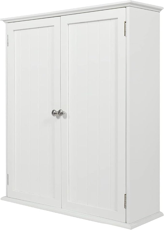 27.6in Length Bathroom Cabinet Wall Mounted | Over Toilet Storage Cabinet with 2 Doors and Adjustable Shelves,Wood Medicine Cabinet for Bathroom, White