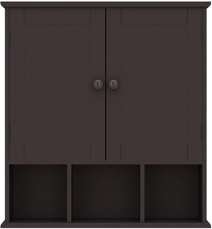 TaoHFE Brown Medicine Cabinets,Bathroom Wall Cabinet with 2 Door | Adjustable Shelves Over The Toilet Storage Cabinet,Espresso Bathroom Cabinet Wall Mounted for Laundry Room Kitchen