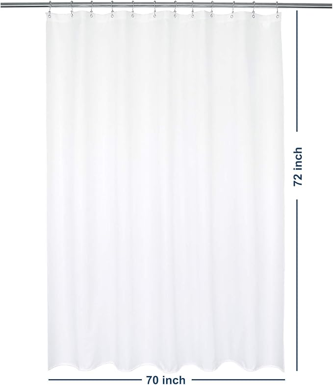 Barossa Design 70x72 Fabric Shower Curtain Liner Pure White | Soft Microfiber Cloth, Waterproof, Hotel Quality, Machine Washable, 70W x 72H for Bathroom/Tub