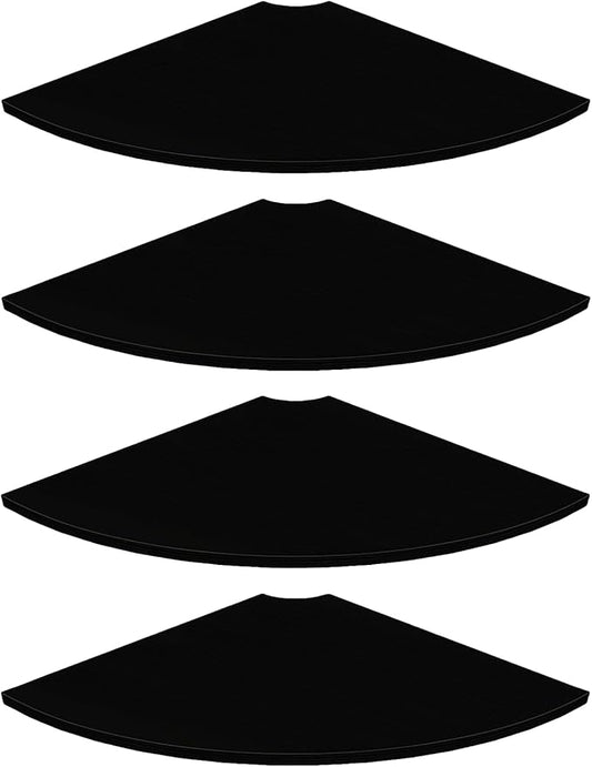 JJL Corner Shelf Wall Mounted, 12 Inch Wood Floating Corner Shelves with Wire Hole, Set of 4 Circular arc Corner Shelf for Bedroom Corner Decoration, Black