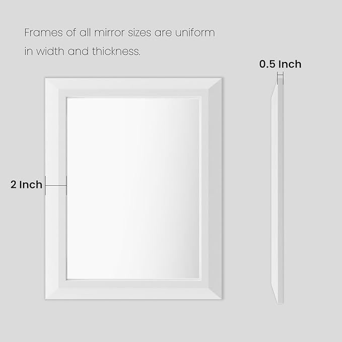 Bathroom Mirror for Wall, 72x36 Inch (White) | HD Reflection, Tempered Glass, Thick Metal Framed Rectangle Mirrors for Over Sink, Vanity, Bedroom, Living Room, Entryway