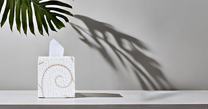 Hymmah Modern Square Tissue Box Cover Holder,Bathroom Accessories Decor Unique Design Tissue Box Cover for Bathroom Vanity Counter Tops Also Great for Bedrooms and Living Rooms