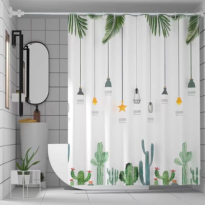 TIKABC Shower Curtain Liner, 4G PEVA Banana Leaves Shower Liner, Plastic Waterproof Shower Curtains, 72x72 inch with Grommet Holes 3 Magnetic Weights