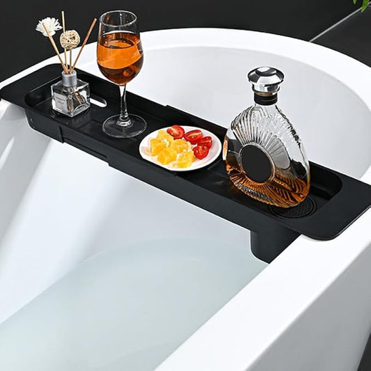 Telescopic Bathtub Tray Adjustable Plastic Bathtub Storage Rack Bath Tray for Tub with Anti-Slip Design Phone Tablet Book Holder Body Wash Organizer 22.44In