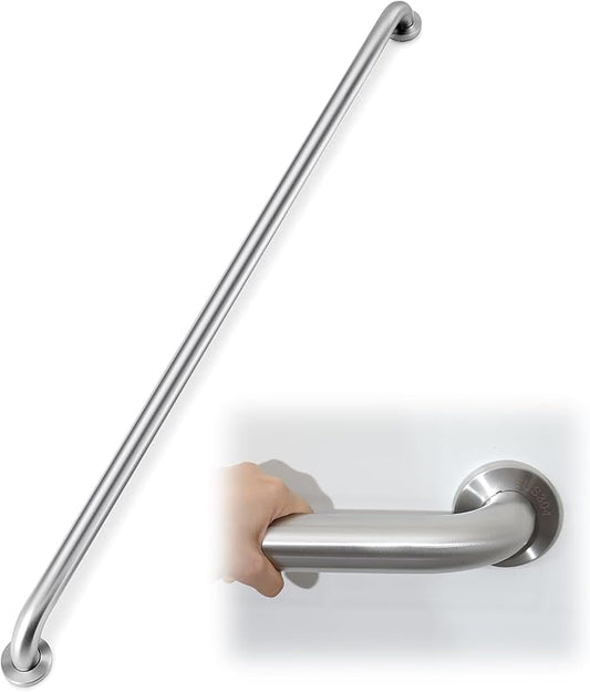 Zonon 1 Pcs 57 Inch Grab Bar for Bathroom Shower Toilet Bathtub, Stainless Steel Extra Long Safety Grab Bar for Elderly, Heavy Duty Shower Support Handle for Seniors Handicapped (Classic Style,Silver)