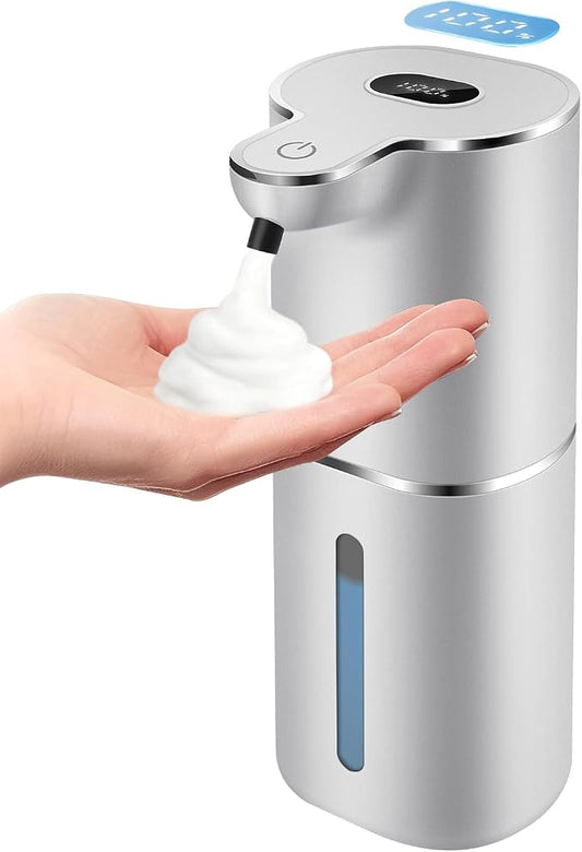 Automatic Foaming Soap Dispenser Digital Display, 6-Level Foam Adjustable | Rechargeable, 12.8oz/ 380ml, Wall Mounted, Touchless Hands Free Auto Dispenser for Kitchen, Bathroom, Hotel, Restaurant