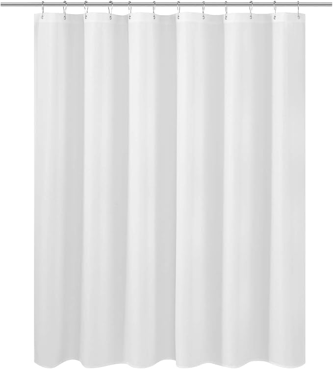N&Y HOME Short Fabric Shower Curtain Liner 72 W x 60 H inches, White | Hotel Quality, Bottom Magnets, Machine Washable, Water Repellent, 72x60 Cloth Shower Curtain with Grommets for Bathroom