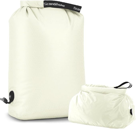 Compression Travel Laundry Bag for Dirty Clothes, Pump-Free Laundry Bag for Suitcase & Dorm, Waterproof Wet Dry Clothes Organizer, Large Capacity Space Saving Travel Bag (1 Pcs)(White, L)
