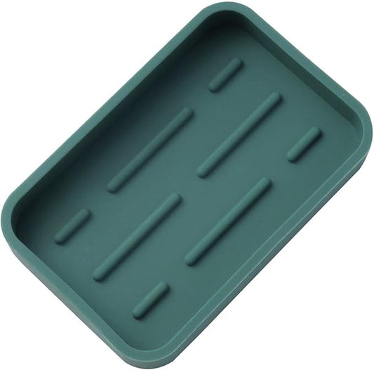 MicoYang Silicone Kitchen Sink Organizer Tray for Multiple Usage,Easy Clean Sponges Holder for Kitchen Bathroom Counter or Sink,Dish Soap Dispenser,Scrubber,Bottle,Cup Green 4.9”x 3.2”