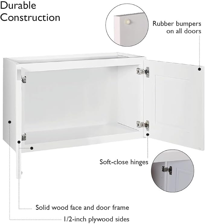 Design House Brookings Kitchen Bridge Wall Cabinet, 36", White | Wall Mount, Contemporary/Modern, Wood, Kitchen, 561670