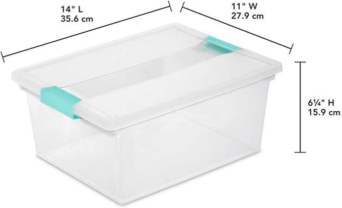 Sterilite Deep Clip Box, Clear Storage Bin with Latching Lid, 4 Pack