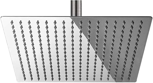 12 Inch Rain Shower Head High Pressure Rainfall Shower Head Chrome | Square Rain Bathroom Showerhead, High Flow, Large Stainless Steel, Ceiling Mounted, Wall Mounted, Waterfall Full Body