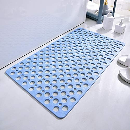 Casa and Beyond Shower Mat, Bathtub Mat Non Slip with Suction Cups and Drain Holes, Easy to Clean Soft Machine Washable, Shower Mats for Inside Shower Easy Dry&Cut (Blue,47" x 32"(Rectangular))