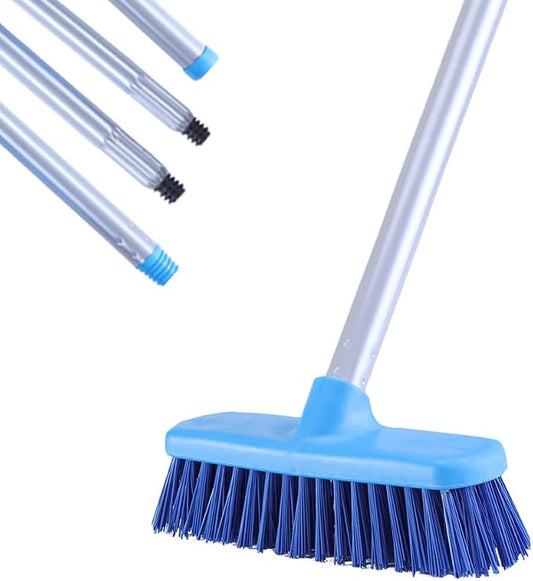 YONILL Deck Scrub Brush with Long Handle for Indoor and Outdoor Cleaning | Stiff Bristle Scrubbing Brush, 50" Adjustable Handle, Floor Scrubber Brush for Bathroom, Shower, Tile Floors, Garage, Patio