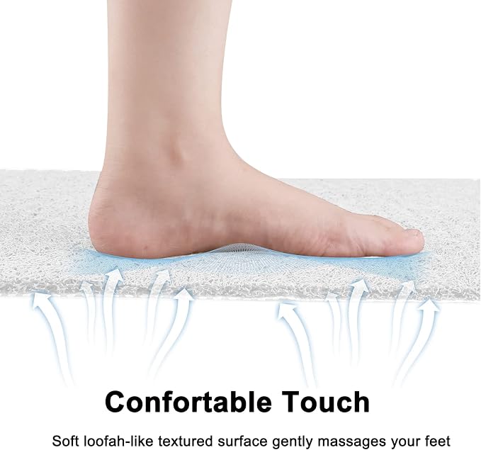 Leotruny Bath Tub Shower Mat 40 x 16 Inch Non Slip Soft PVC Loofah | Bathtub Mats for Bathroom