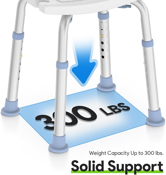 Delog Shower Chair for Inside Shower, Tool-Free Assembly Height Adjustable Shower Bench for Seniors, Elderly, Disabled, Handicap and Injured, Shower Stool 300lbs, FSA/HSA Eligible