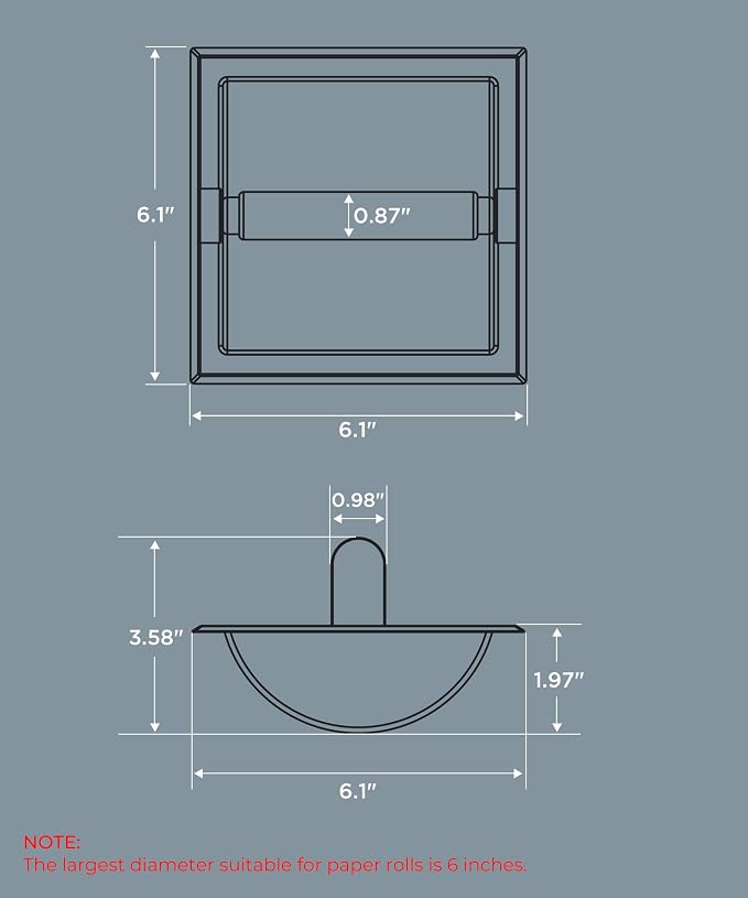 FORIOUS Recessed Toilet Paper Holder for Mega Rolls, Black and Gold | Stainless Steel Tissue Roll Holder Wall Mount for Bathroom Space-Saving Design, in Wall Toilet Paper Dispenser Insert