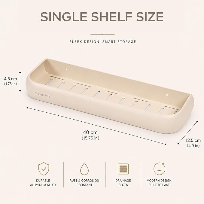 Shower Caddy Adhesive, No Drilling Rustproof Bath Organizer Shelf | Large Capacity,Includes Hooks&Hanging Bar, Aluminum Frame,2 Installation Ways,Wall-Mounted Bathroom Organizer Storage Shelves
