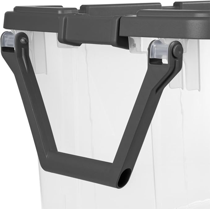 Sterilite 4-Pack Modular Stacker Box, Durable Clear Plastic Storage Bins with Latching Lids, 160 Quart - Stackable Organizing Container Boxes for Closet, Bathroom, and Office