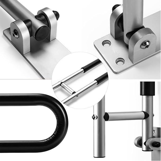 Toilet Grab Bar 28 Inch Flip Up Aluminum Handicap Rails Grab Bars Toilet Rail Bathroom U Shaped and Wall Mount Safety for Seniors Elderly Disabled Pregnant Injured Patients