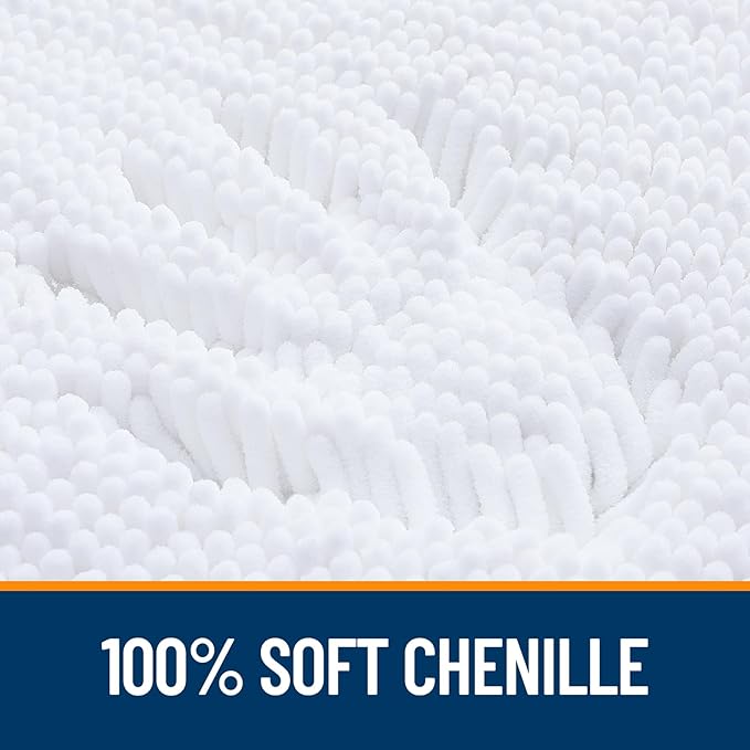 OLANLY Bathroom Rugs 36x24, Extra Soft Absorbent Chenille Bath Rugs | White, Quick-Drying Rubber Backing, Machine Washable Bath Mat for Bathroom Floor, Tub and Shower, Home Decor Accessories
