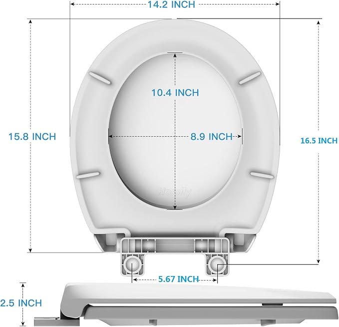 Round Toilet Seat with Slow Soft Close, Durable Toilet Seat Round, Never Loosens, Easy Clean and Install, White Toilet Seat Fit for Round Toilets