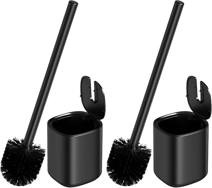 Toilet Brush and Holder Set Toilet Bowl Brush Stainless Steel Automatic Open lid Toilet Bowl Cleaner Brush with Durable Bristle Head Toilet Cleaning Brush for Bathroom