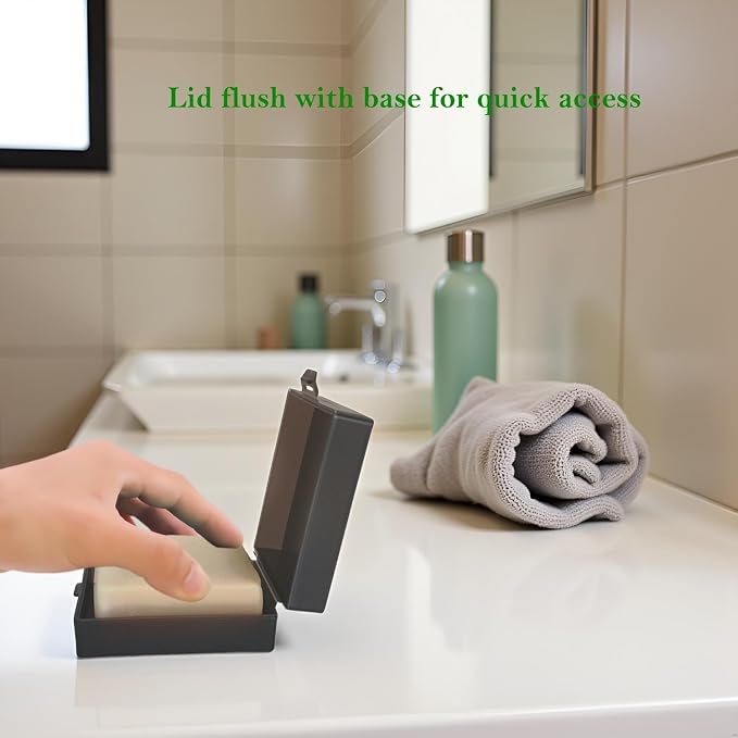Square Soap Dishes Holder for Shower Travel Soap Container with Lid Lightweight Waterproof Soap Box for Dr. Squatch Men's Soap Bar for Traveling Toiletry Gym Bathroom (Transparent black)